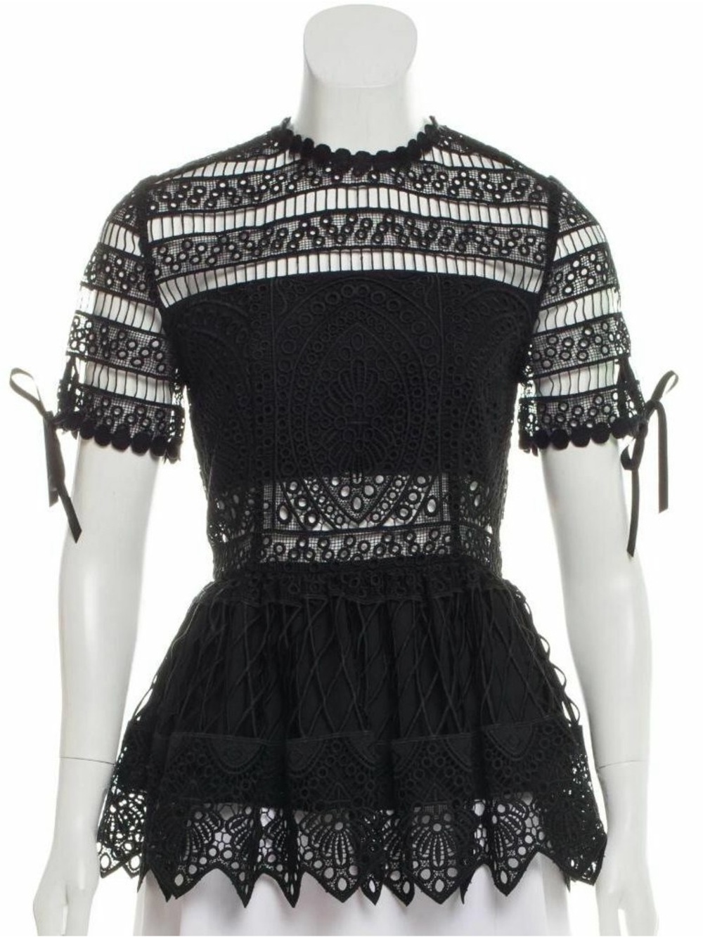 Alexis Black Lace Peplum Short Sleeve Top